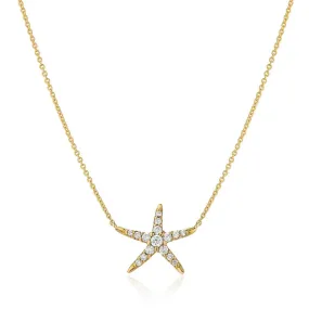 14KY GOLD & DIAMOND STARFISH NECKLACE .08CT