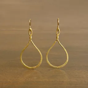 22k Gold Twisted Teardrop Hoop Earrings