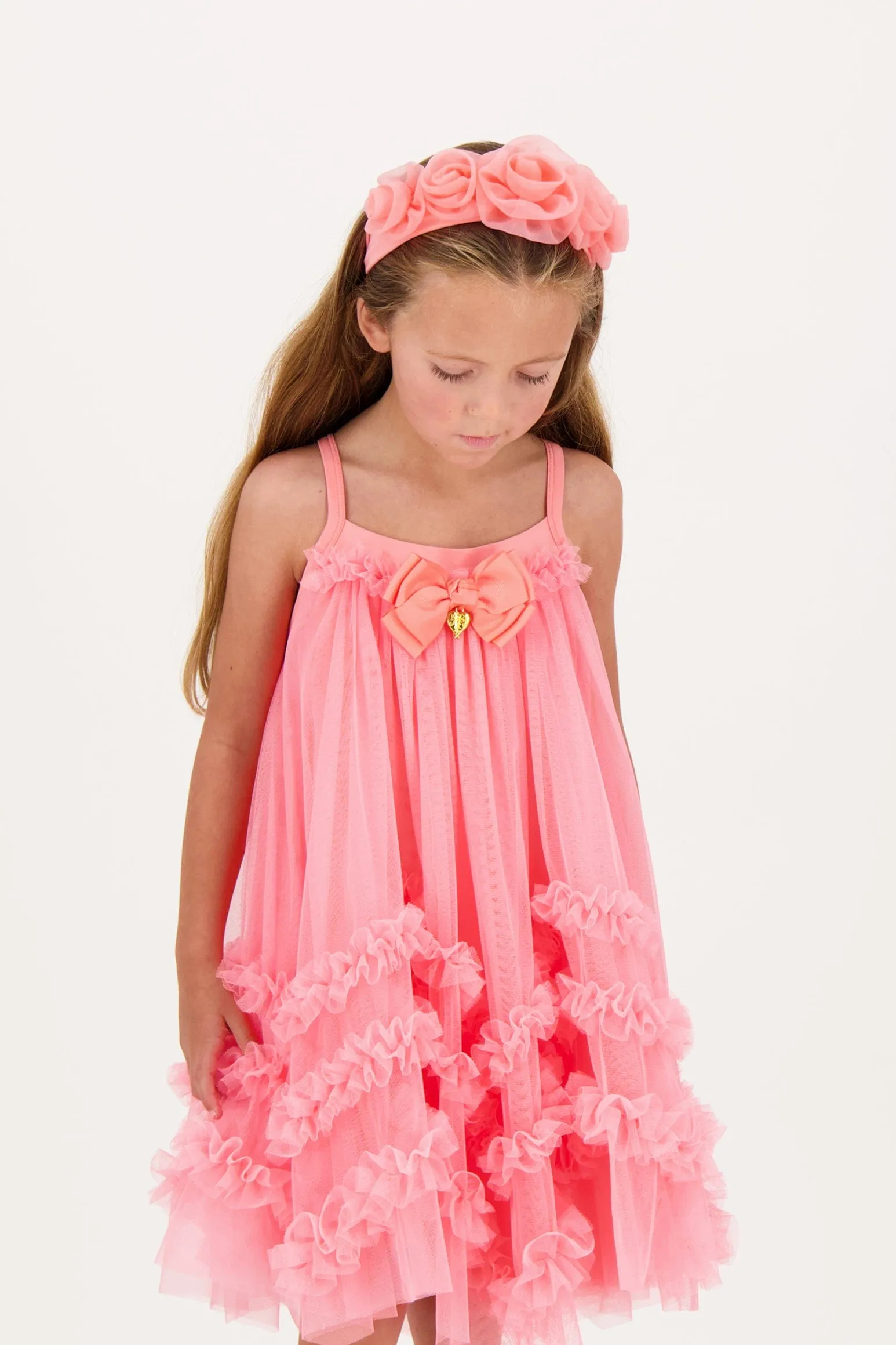 Angels Face Girls Rosie Tulle Headband in Pink