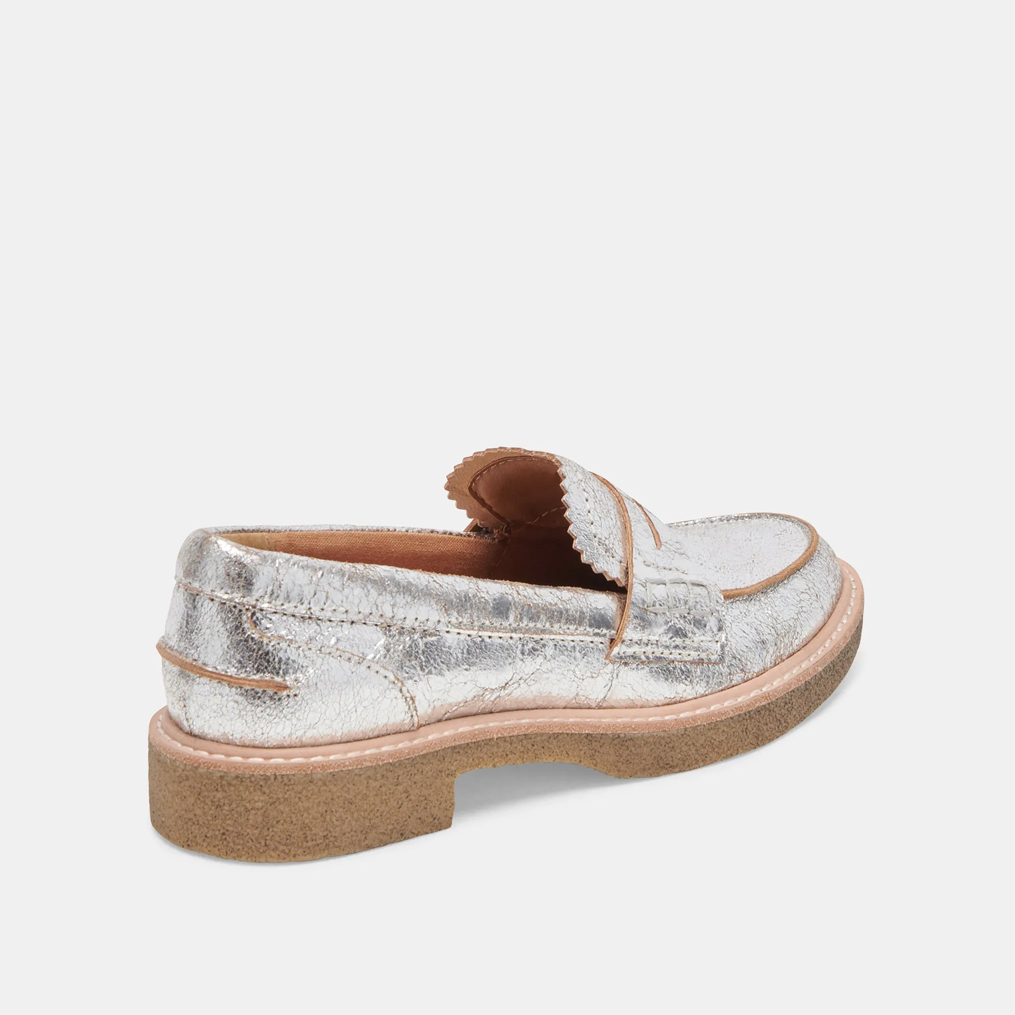 ARABEL LOAFERS SILVER DISTRESSED LEATHER