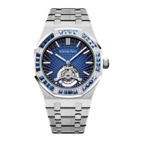 Audemars Piguet Royal Oak Tourbillon Extra Thin Platinum Baguette Bezel Blue Dial 26521PT.YY.1220PT.01