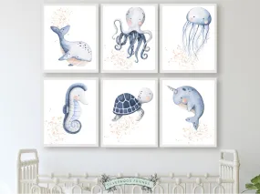 Baby Girl Sea Life Nursery Prints