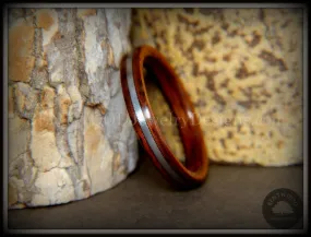 Bentwood Ring - Heavy Electric Cocobolo Ring with Thick Silver Guitar String Inlay