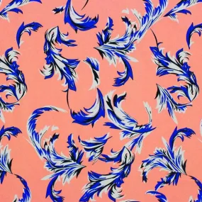 Blue Feathers Printed Spandex Fabric | Blue Moon Fabrics