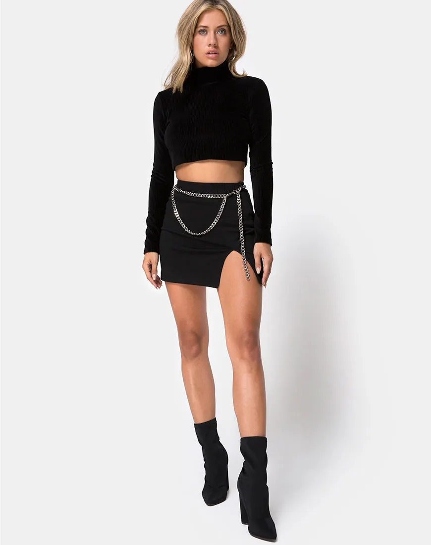 Chain Belt Skirt in Black