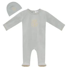 Charlotte & George Skylight Velour Footie   Hat