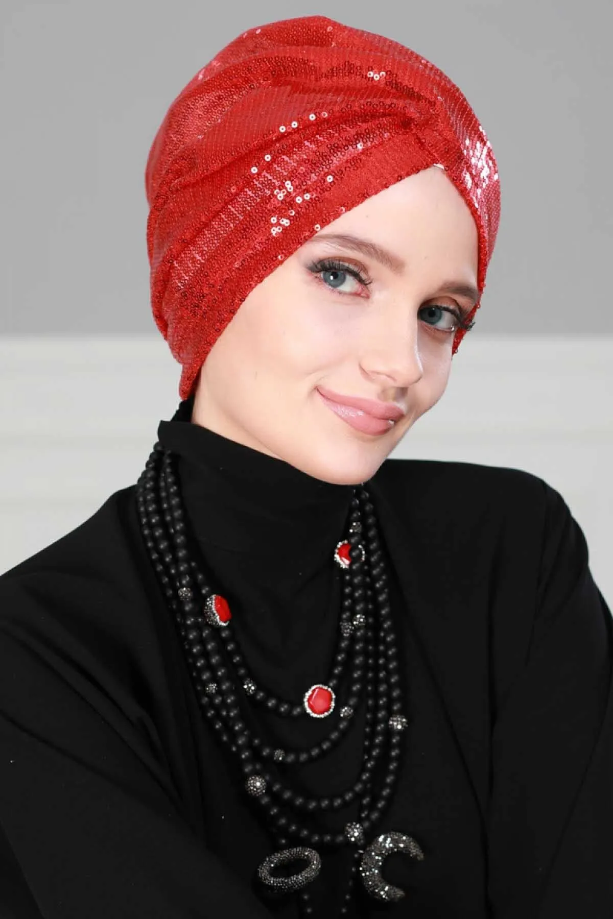 Chic Sequined Instant Turban for Women, Elegant & Easy Head Wrap, Versatile Fashion Hijab Cap, Breathable Hair Loss Chemo Headwear,B-9P