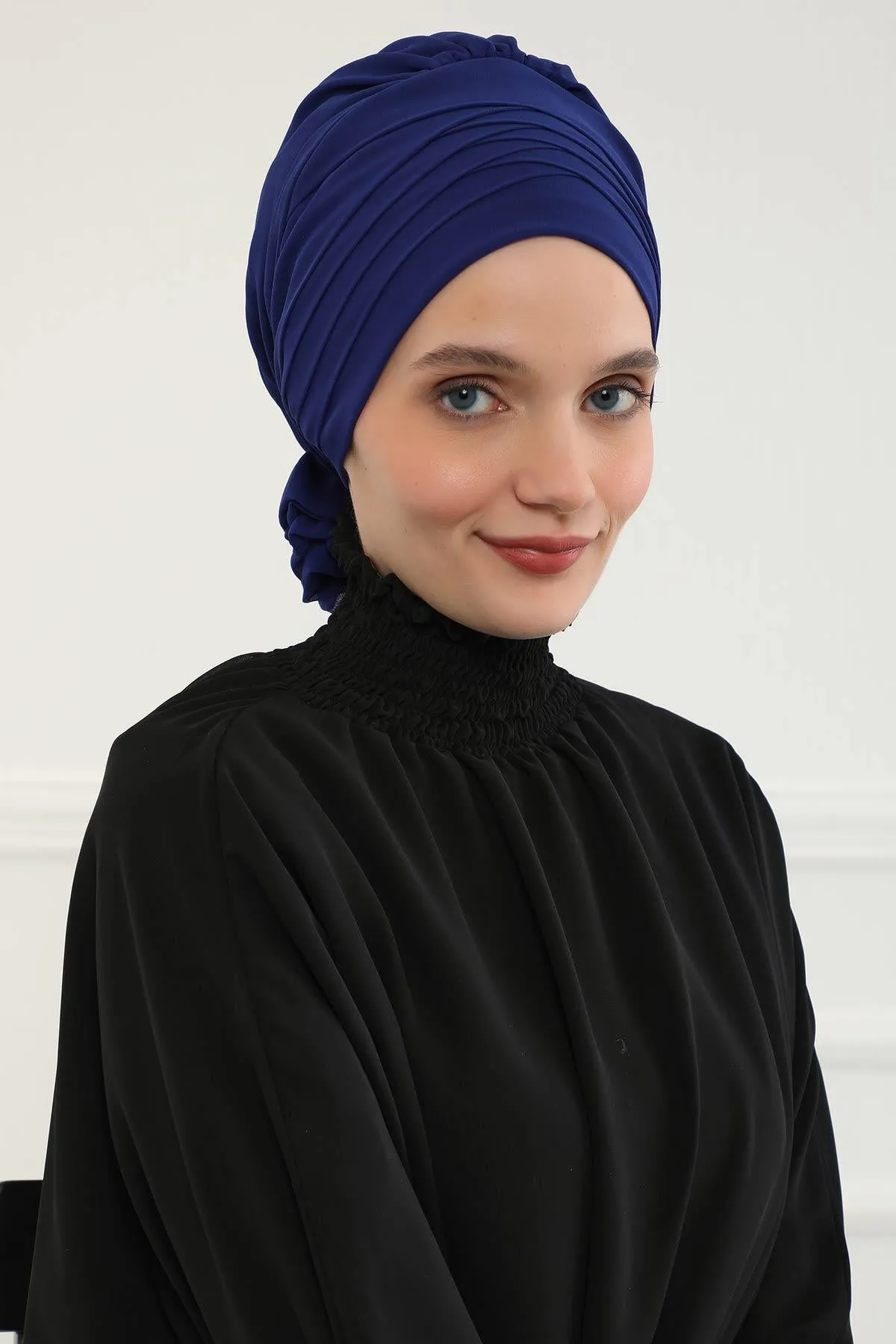 Chiffon Instant Turban with Cross-Stitch Tie Detail, Fashionable Adjustable Pre-Tied Headscarf Head Covering for Effortless Style,HT-30