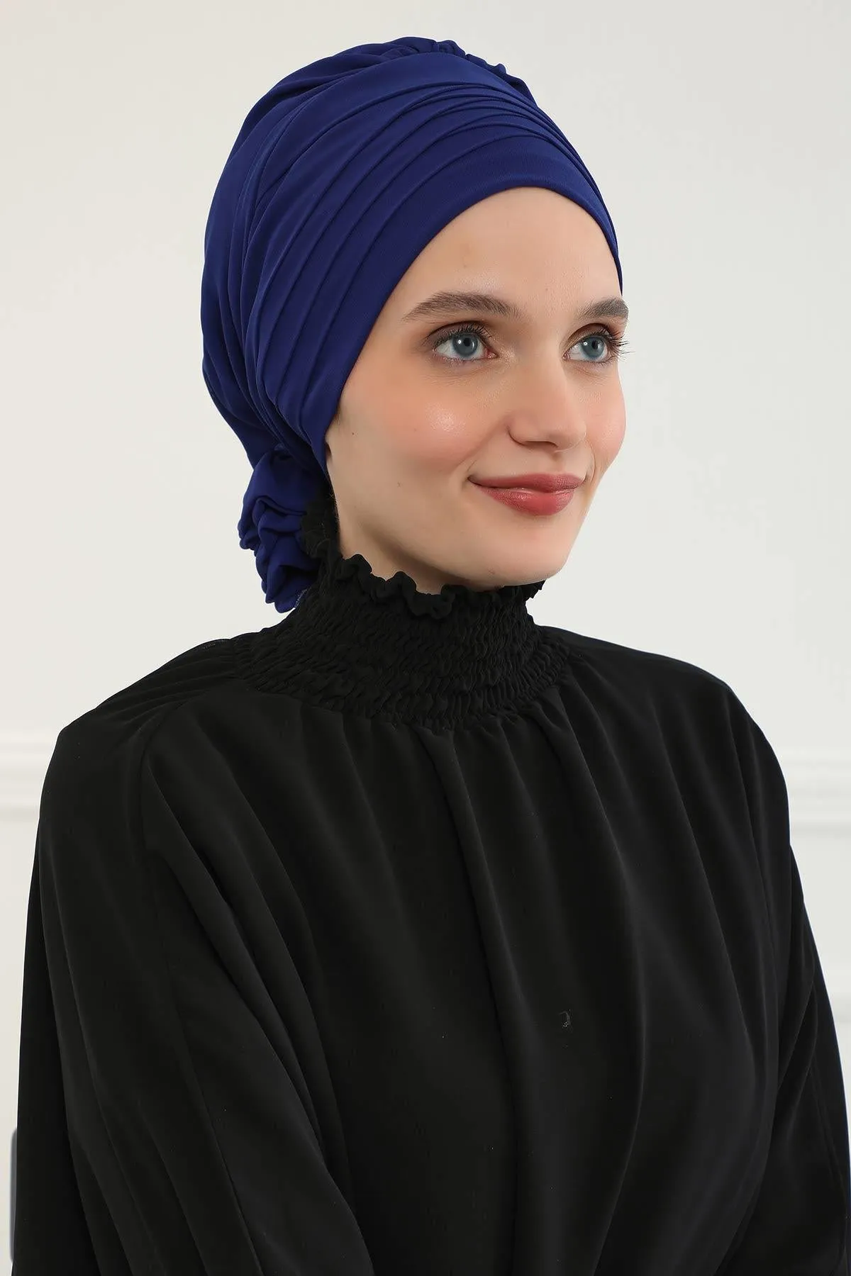 Chiffon Instant Turban with Cross-Stitch Tie Detail, Fashionable Adjustable Pre-Tied Headscarf Head Covering for Effortless Style,HT-30