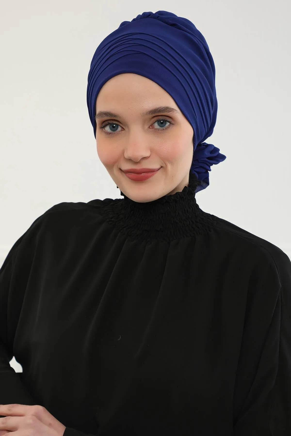 Chiffon Instant Turban with Cross-Stitch Tie Detail, Fashionable Adjustable Pre-Tied Headscarf Head Covering for Effortless Style,HT-30