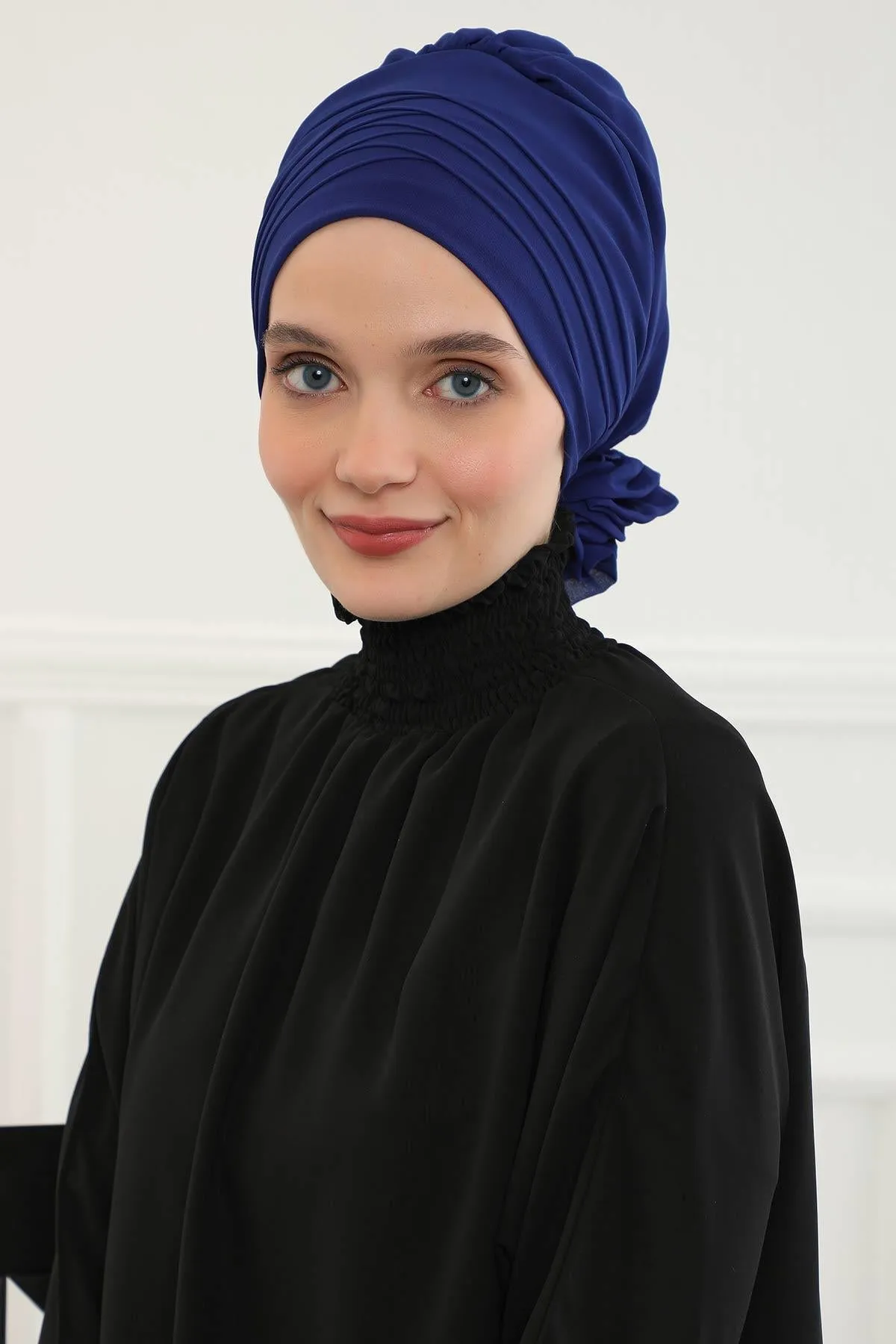 Chiffon Instant Turban with Cross-Stitch Tie Detail, Fashionable Adjustable Pre-Tied Headscarf Head Covering for Effortless Style,HT-30