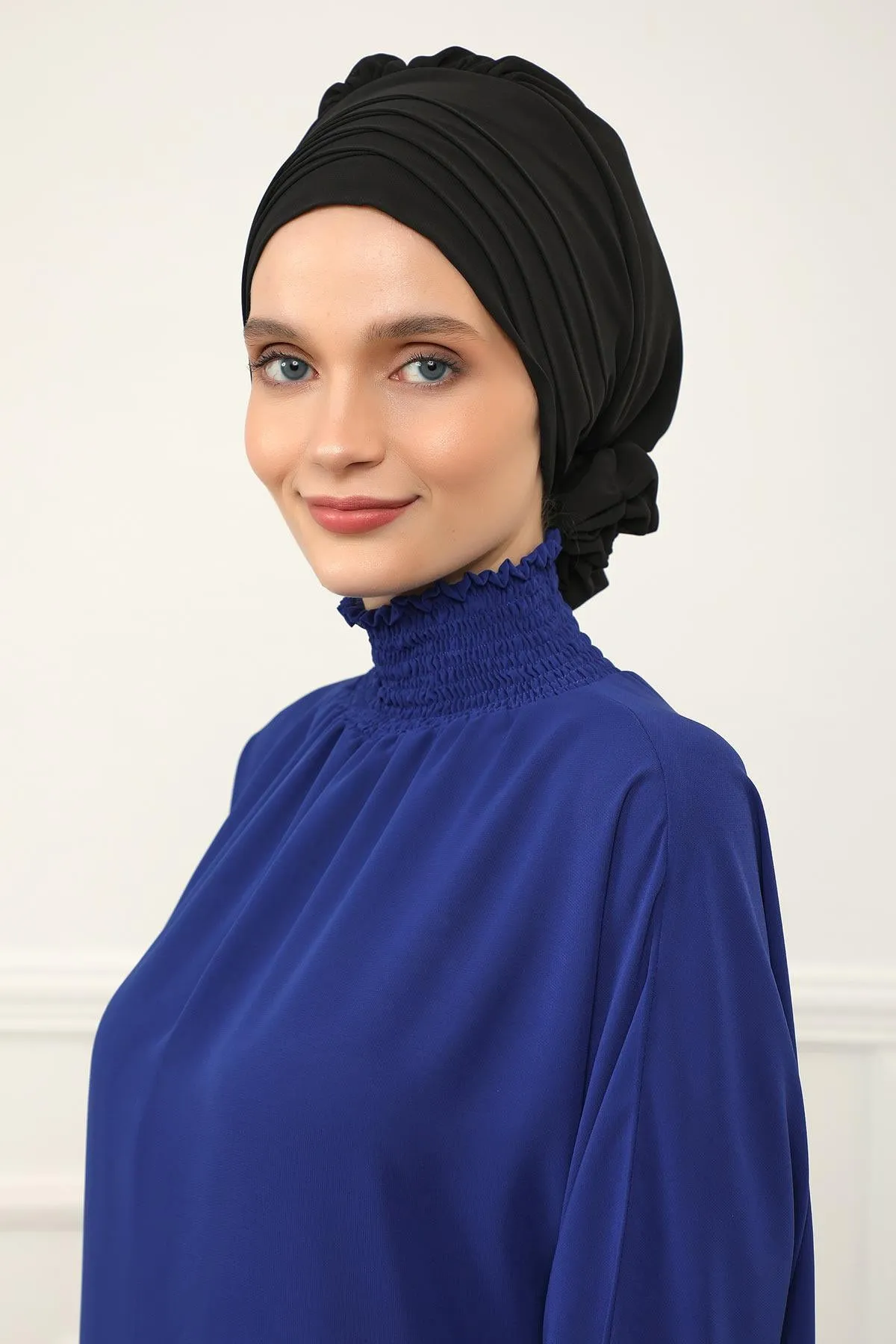 Chiffon Instant Turban with Cross-Stitch Tie Detail, Fashionable Adjustable Pre-Tied Headscarf Head Covering for Effortless Style,HT-30