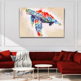 Coral Reef Sea Turtle Watercolor Canvas Wall Art