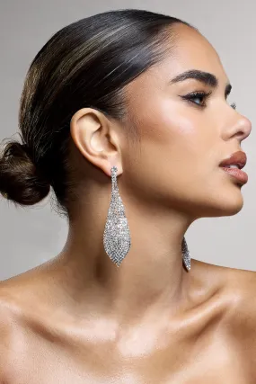 Coralie | Silver Diamante Teardrop Dangle Earrings