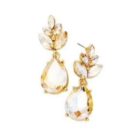 Crystal Teardrop Cluster Vine Evening Earrings