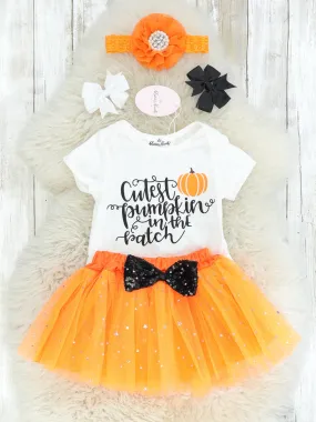 Cutest Pumpkin In The Patch Romper & Orange Tulle Skirt Outfit