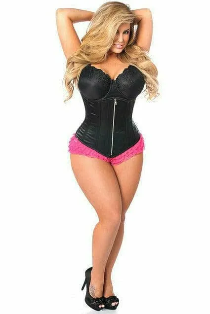 Deluxe Black Satin Underbust Steel Boned Corset