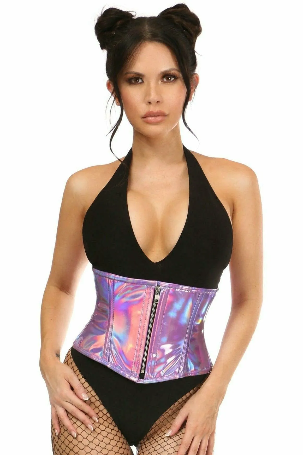 Deluxe Lavender Hologram Steel Boned Mini Cincher