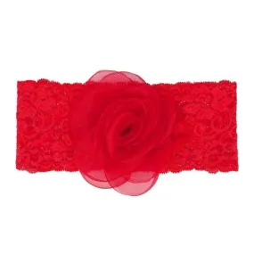 Designer Kidz Tulle Flower Headband - Red