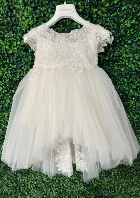 Dolce Bambini Off White Beaded High Low Tulle Gown 9703 1