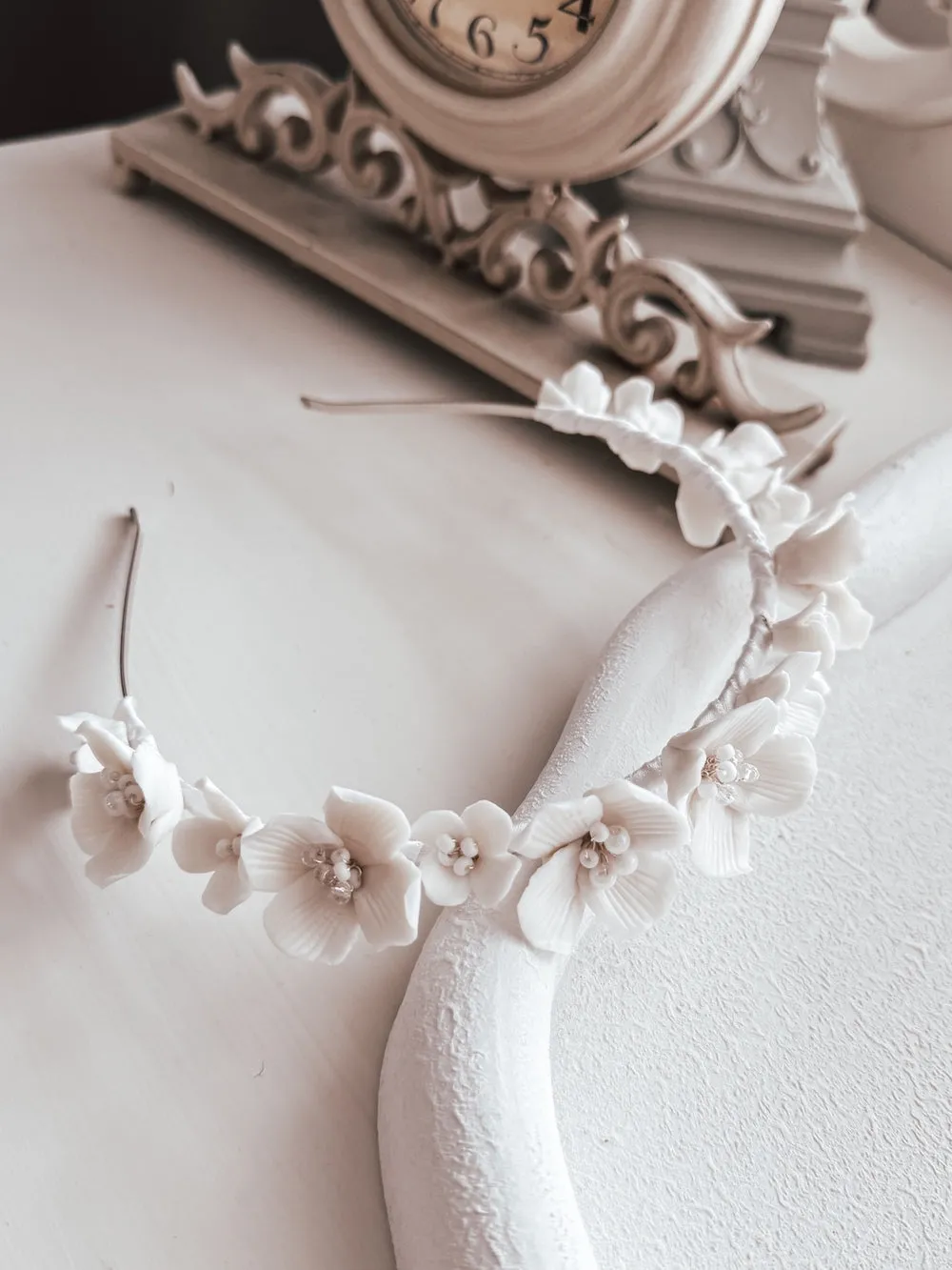 Elodie Girls Porcelain White Flower Headband