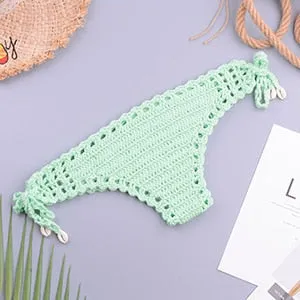 elveswallet Crochet Mixed Color Tassel Bikini