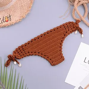 elveswallet Crochet Mixed Color Tassel Bikini