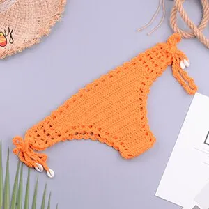 elveswallet Crochet Mixed Color Tassel Bikini