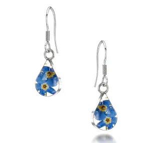 Forget-me-not silver teardrop earrings