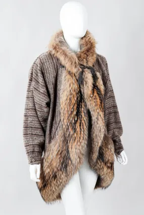 Fur Trim Tweed Cocoon Coat