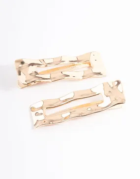 Gold Hammered Rectangle Clip Pack