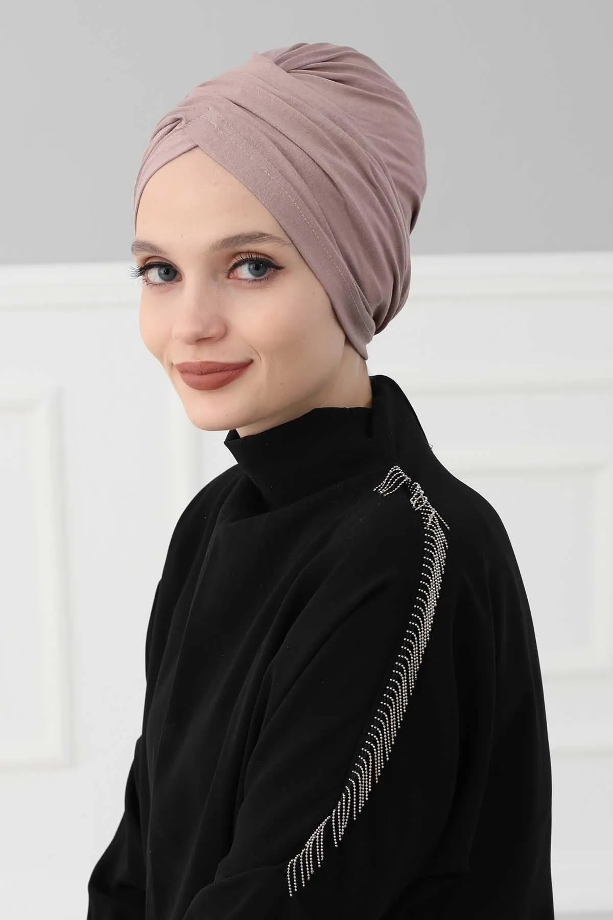 Instant Turban Plain Cotton Scarf Head Wrap Lightweight Hat Bonnet Cap for Women,B-9