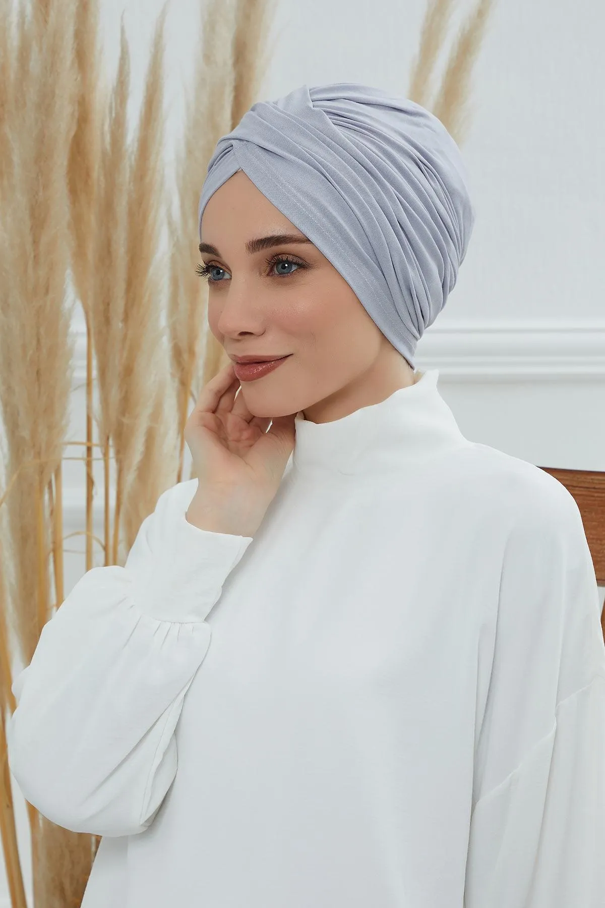 Instant Turban Plain Cotton Scarf Head Wrap Lightweight Hat Bonnet Cap for Women,B-9