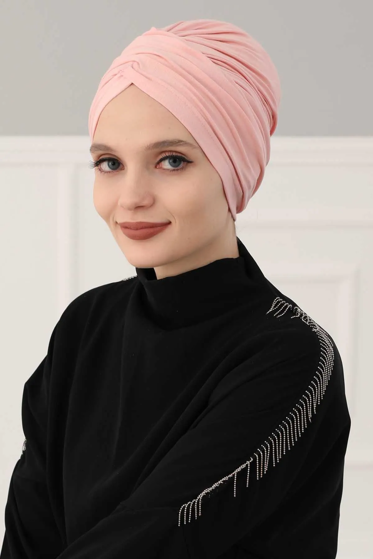 Instant Turban Plain Cotton Scarf Head Wrap Lightweight Hat Bonnet Cap for Women,B-9