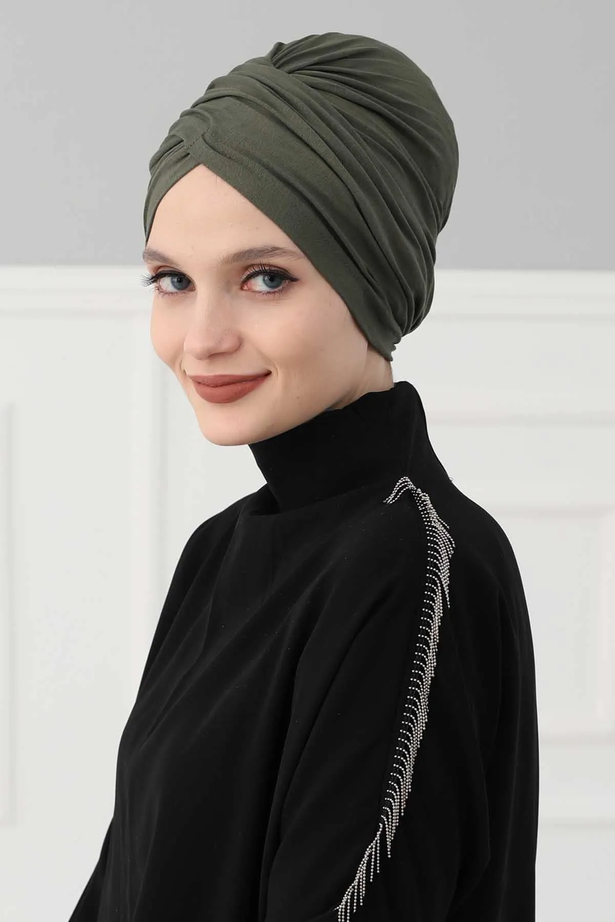 Instant Turban Plain Cotton Scarf Head Wrap Lightweight Hat Bonnet Cap for Women,B-9