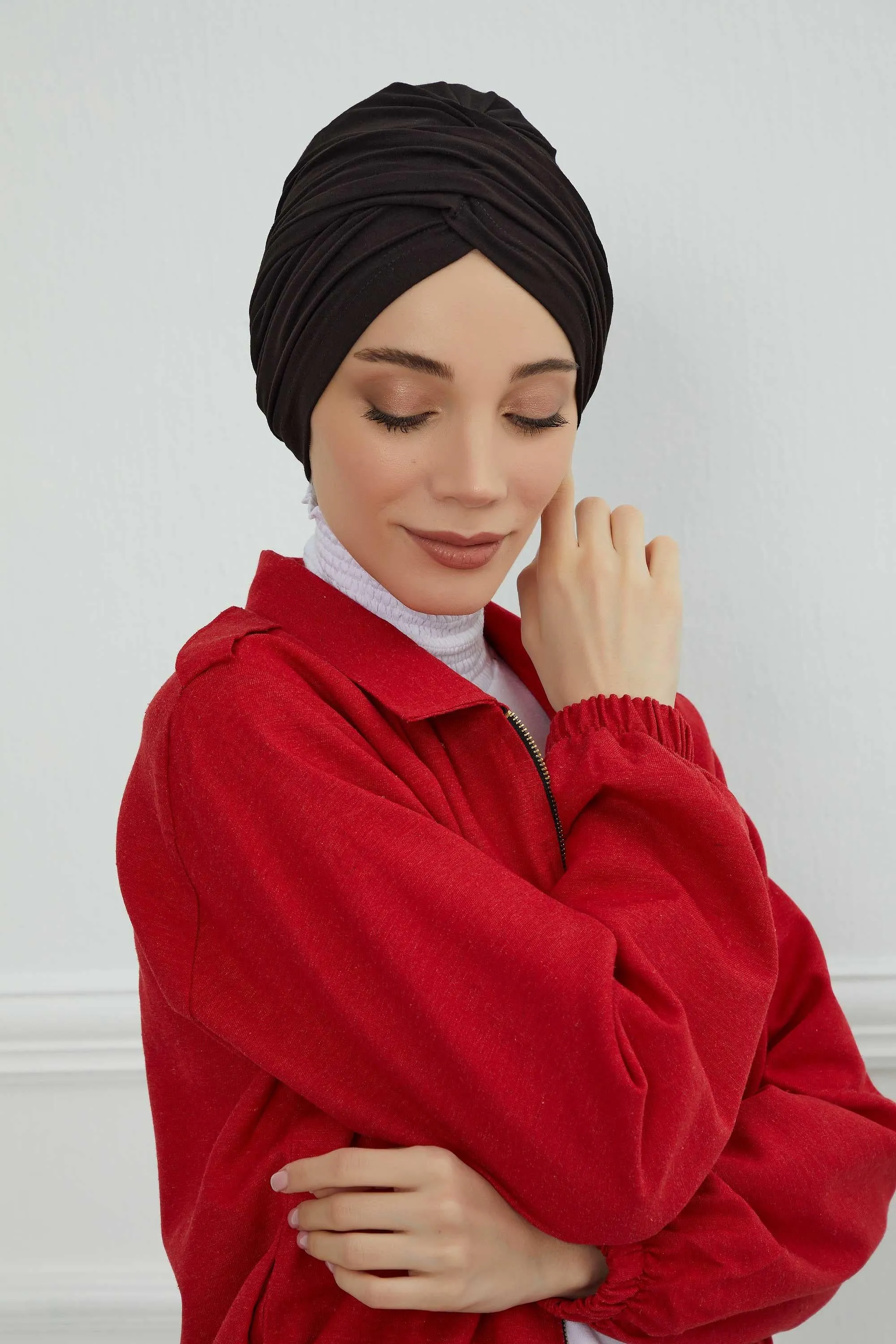 Instant Turban Plain Cotton Scarf Head Wrap Lightweight Hat Bonnet Cap for Women,B-9