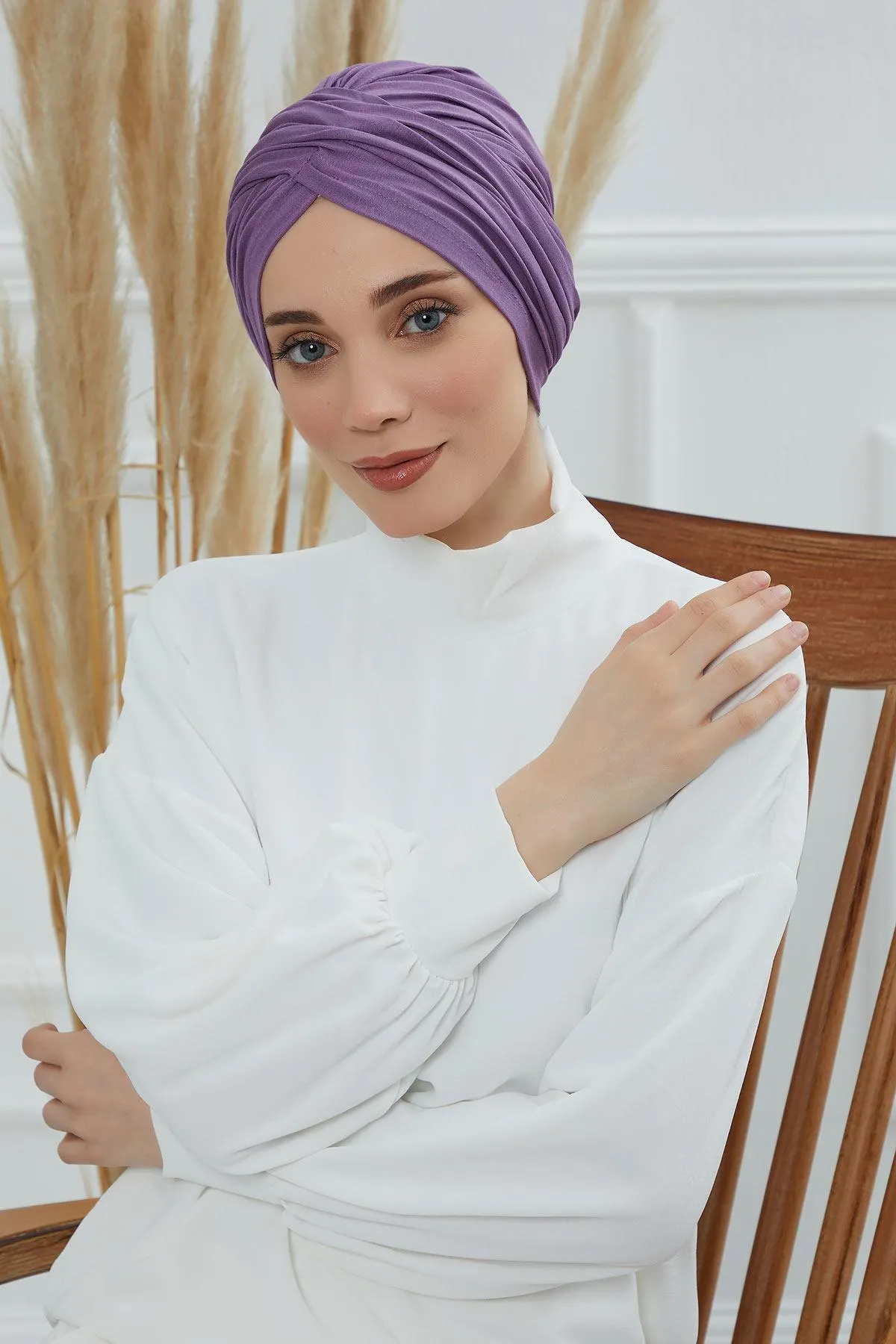 Instant Turban Plain Cotton Scarf Head Wrap Lightweight Hat Bonnet Cap for Women,B-9