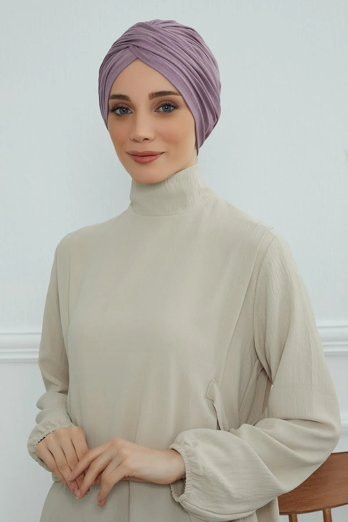 Instant Turban Plain Cotton Scarf Head Wrap Lightweight Hat Bonnet Cap for Women,B-9