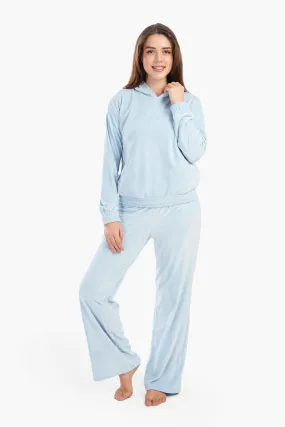 Light Blue Velvet Pyjama Set