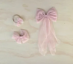 Lotus Dusty Pink Tulle Bow