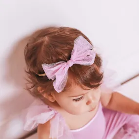 Lovely Lavender Tulle Bow Nylon Headband