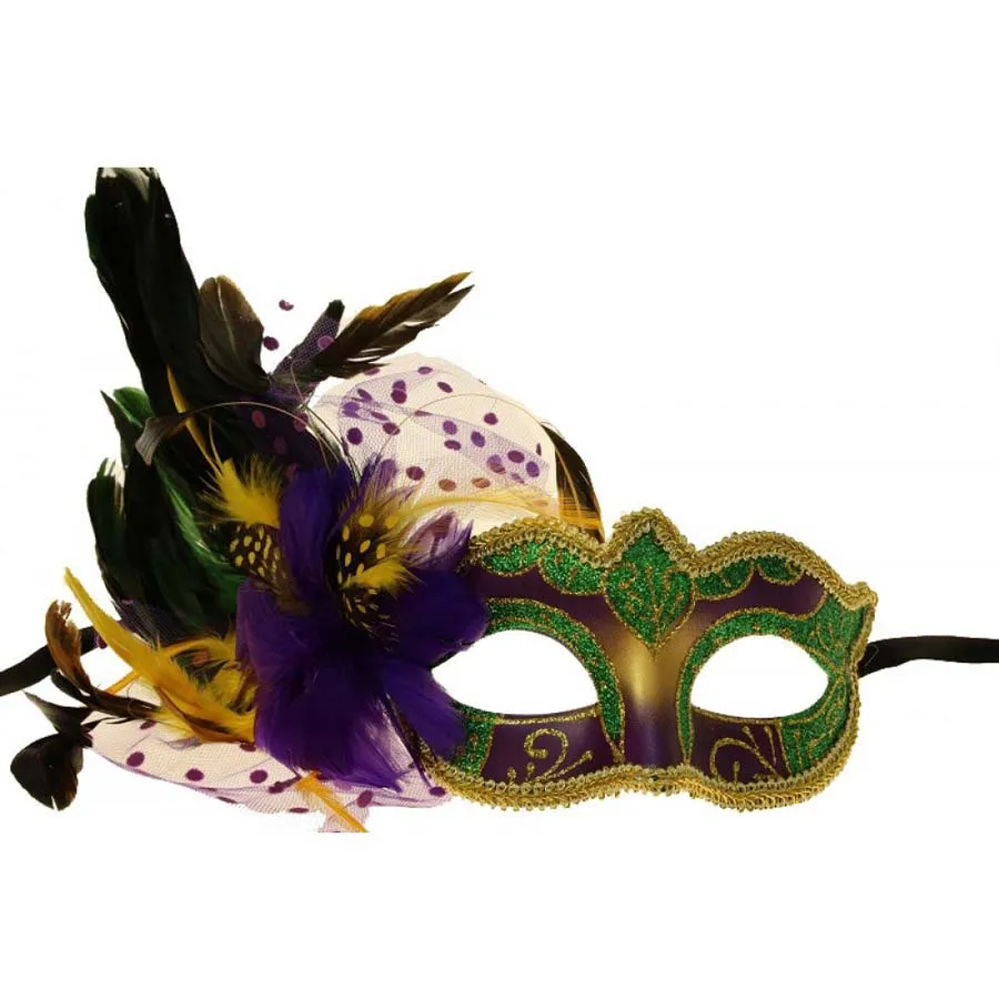 Mardi Gras Masquerade Venetian Feather Mask