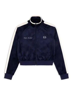 Miss Carlotta Velour Track Jacket- Maritime Blue