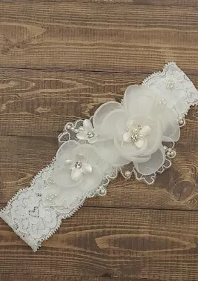 Nan & Jan Tulle Rose & Pearl Headband