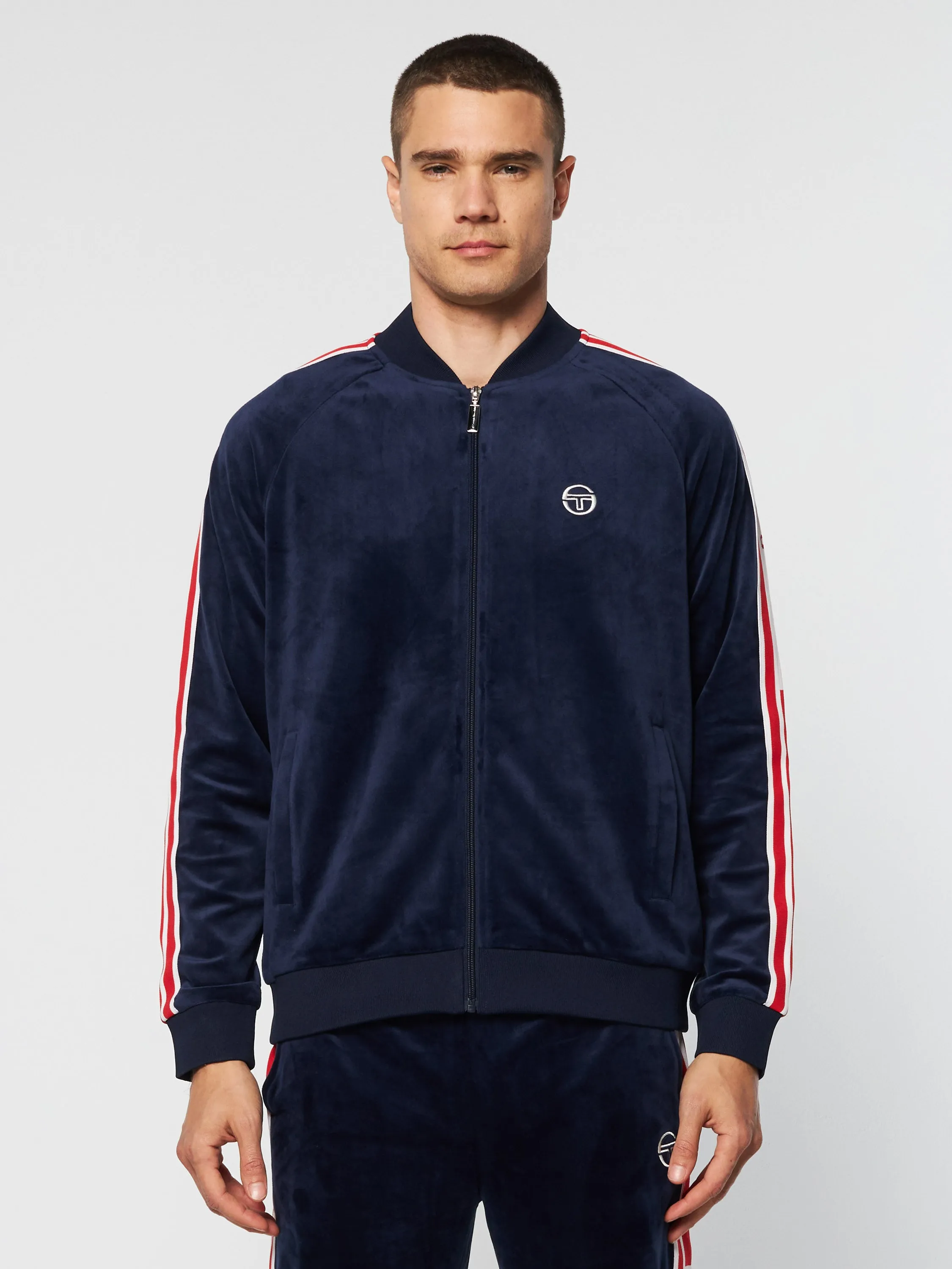 Pereto Velour Track Jacket- Maritime Blue