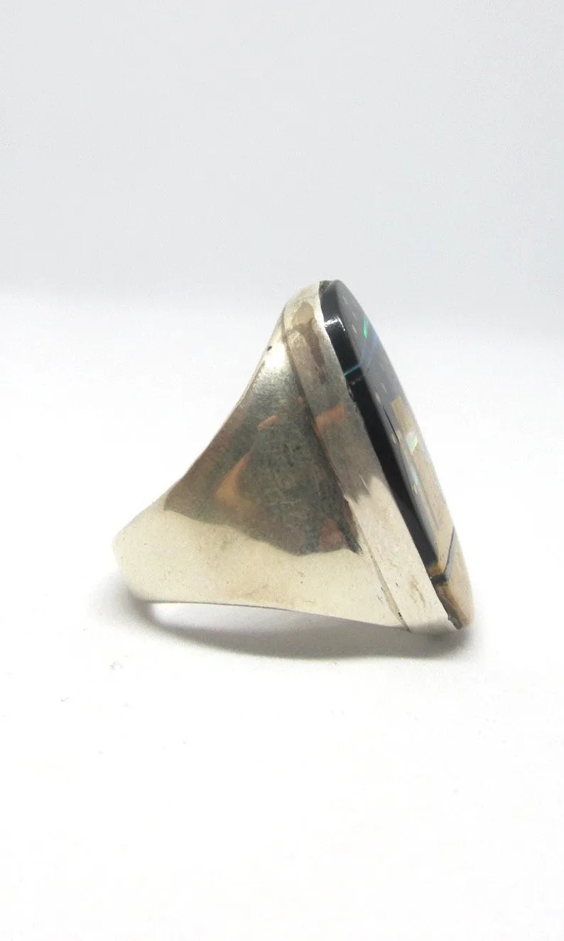 PUEBLO NIGHT SKY Gilbert Smith Men's Multi Inlay Statement Ring, Sz 11