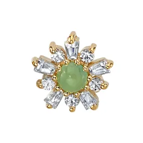 "Elaine" Threaded End in Gold with Chrysoprase & Diamonds