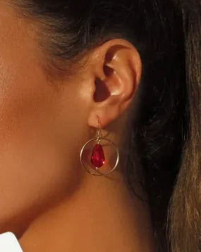 Red Teardrop Centre Earrings