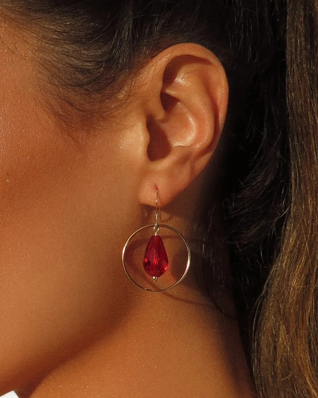 Red Teardrop Centre Earrings