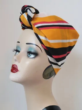 SALE ITEM: MUSTARD STRIPED Self-tie 1940s Style Square Headscarf/Bandana